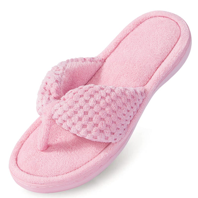 Parlovable Women's Flip Flop Slippers Memory Foam Slip on Thong Slipper, Breathable Cozy Open Toe House Shoes, Anti-Skid Rubber Sole Sandal Indoor Outdoor Pink 9-10 - Image 1
